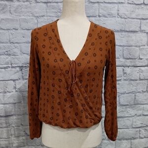 Mossimo Supply Co. Orange Tie Front Wrap Blouse